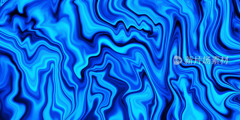 大理石蓝色背景波浪漩涡图案抽象的Ombre绿松石梯度大理石Ebru纹理