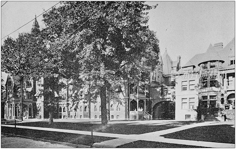 密歇根州底特律的古董黑白照片:哈珀医院