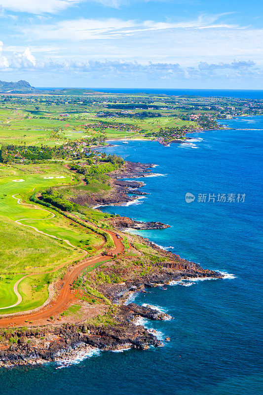 高尔夫球场俯瞰太平洋考艾岛，夏威夷RM