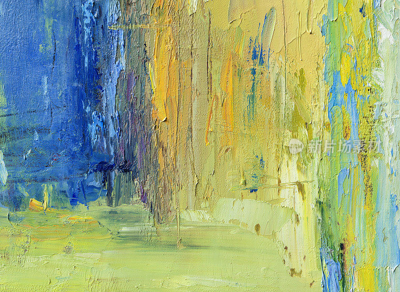 抽象画上了黄色和蓝色的艺术背景。