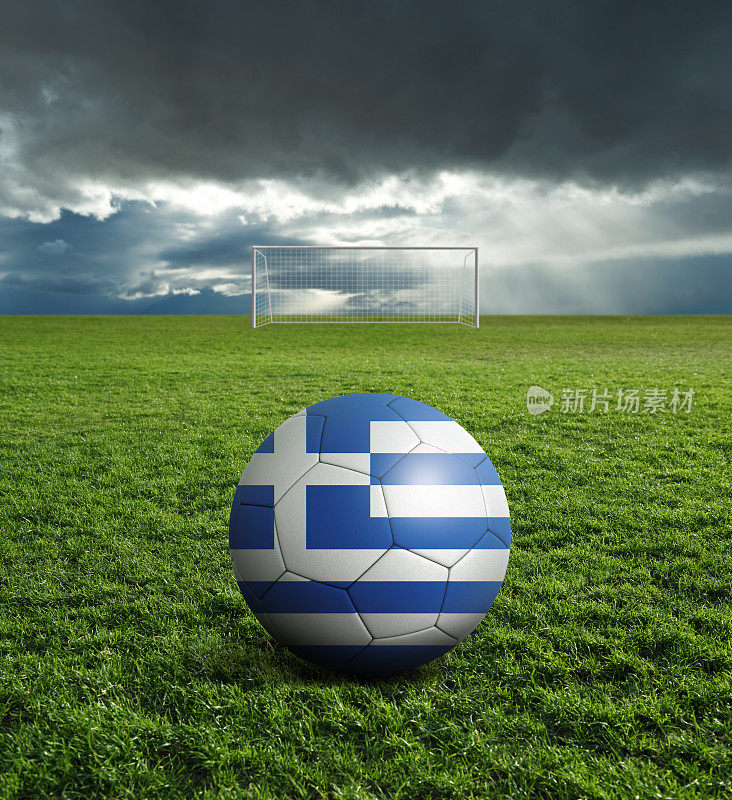 带有希腊国旗的足球