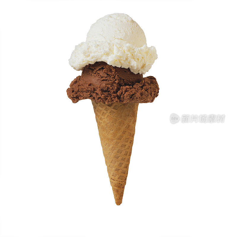 双勺冰淇淋蛋筒-食物元素
