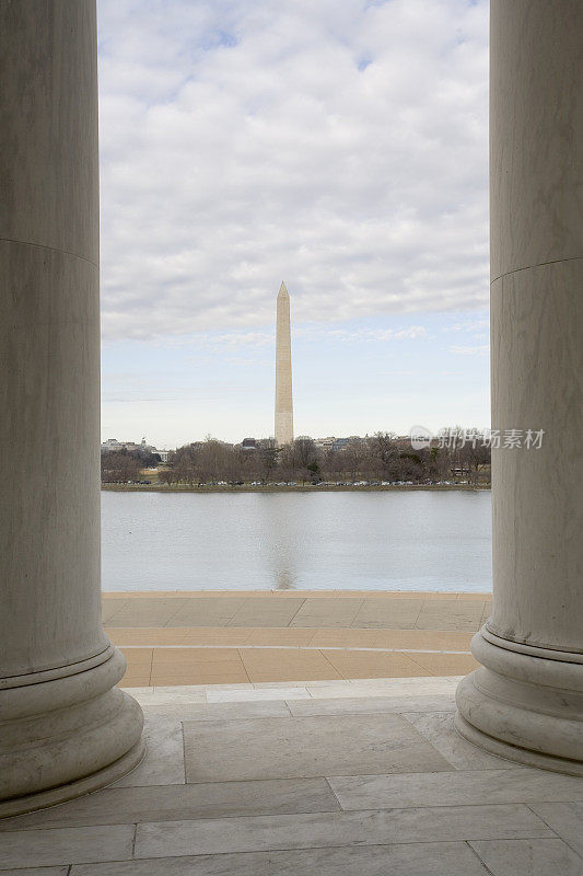 从杰斐逊纪念堂看华盛顿纪念碑