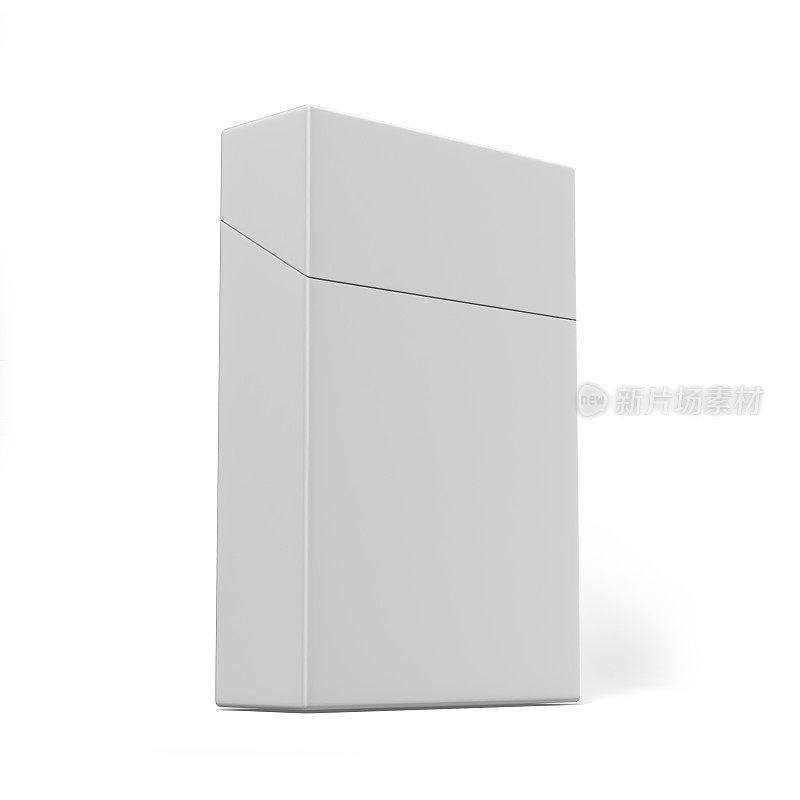白色空白封闭香烟包装盒隔离在一个白色背景模拟和打印设计。