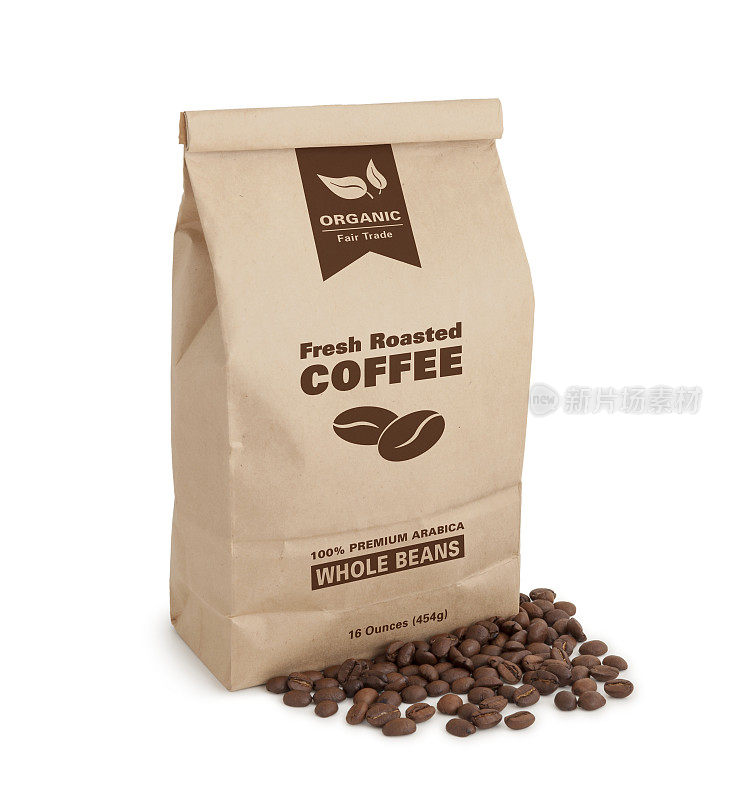 咖啡袋与定制标签-有机全豆
