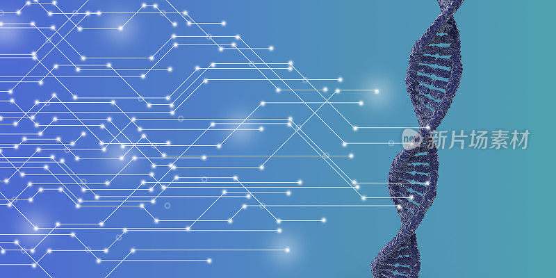 医学符号图像DNA在高科技的蓝色背景。