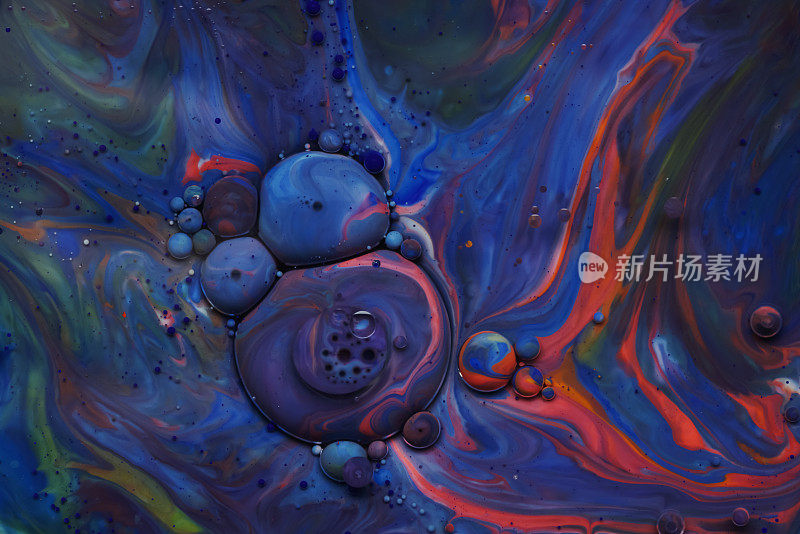 丙烯酸颜料球抽象纹理。