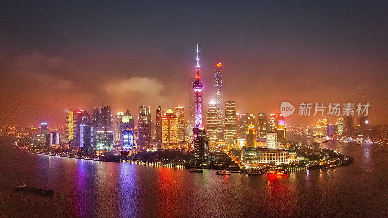 上海天际线城市全景夜景中国