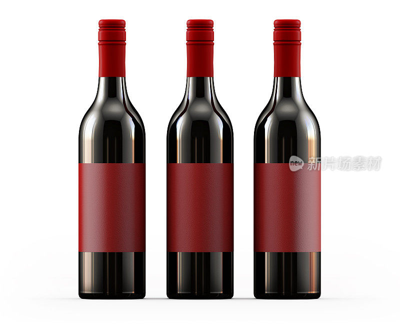 红酒瓶孤立在白色背景模板与剪辑路径