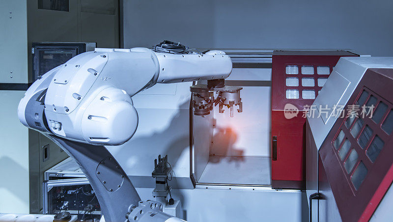 自动化工业机器人工作，工业4.0和技术概念