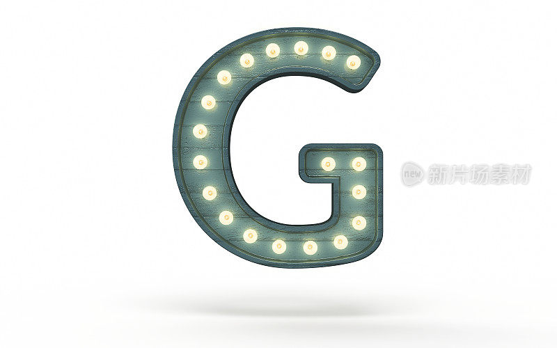 字母G装饰着绿色木头覆盖的灯泡