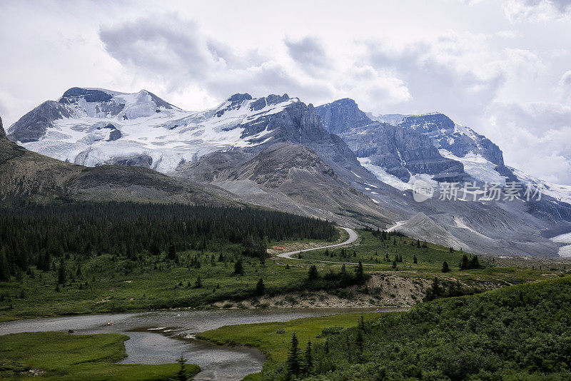 夏季的哥伦比亚冰原，碧玉国家公园，AB，加拿大