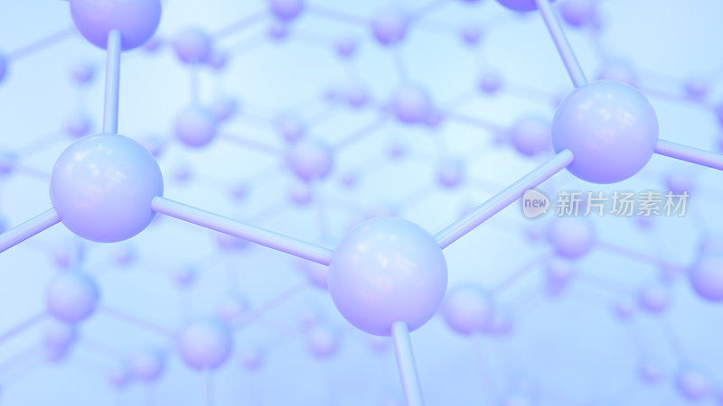 三维抽象六角形分子结构，DNA，霓虹灯