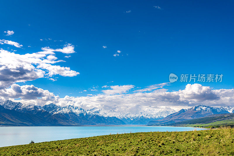 普卡基湖和南阿尔卑斯山，库克山公路，本奥豪，新西兰80号国道