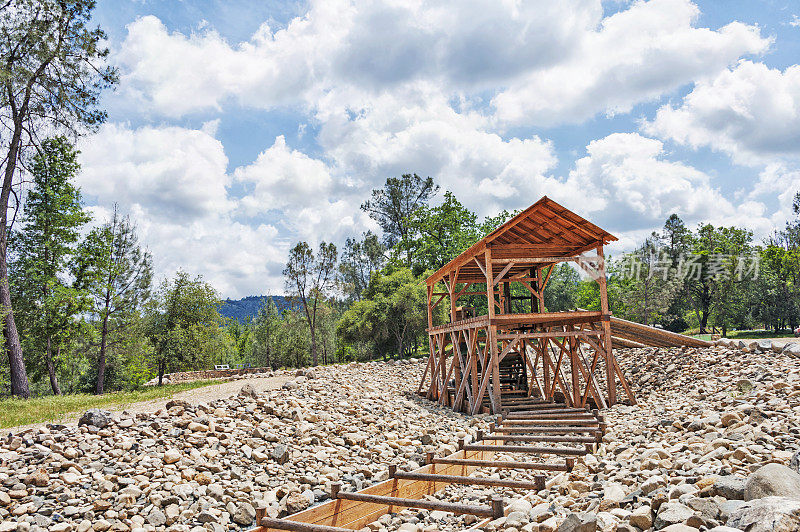 历史复制品锯木厂在科洛马加州的黄金国家