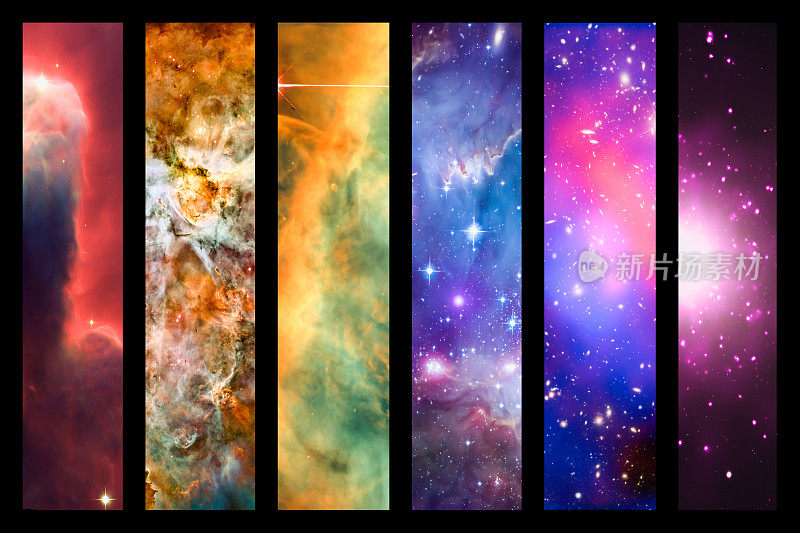 太空星云和星系彩虹拼贴画