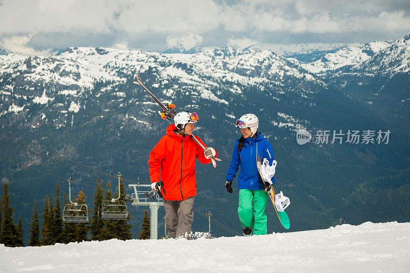 春季滑雪和单板滑雪