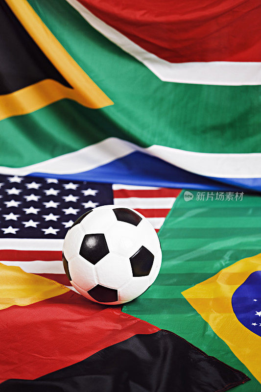 足球在许多国家的国旗近距离