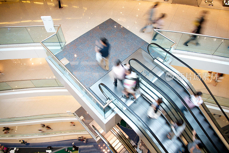 香港购物中心的自动扶梯