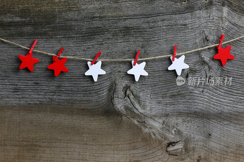 圣诞快乐挂饰红白木制星星
