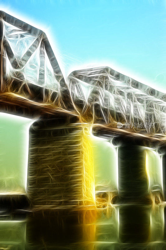 铁路桥，电脑生成图像，特写照片