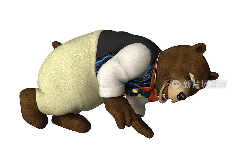 3D渲染童话熊在白色