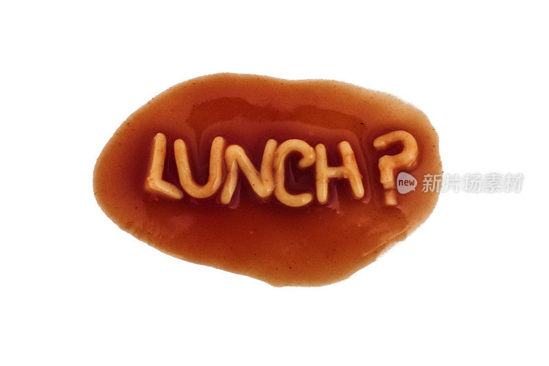 “午饭吗?用意大利面形状的字母拼出来
