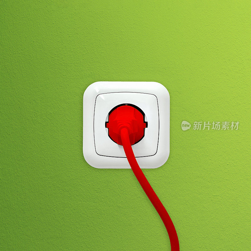红色插头电源插座-能源概念