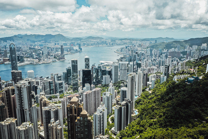 香港城市的无人机视图