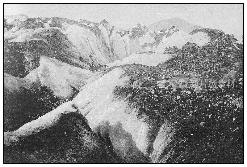 美国古老的黑白照片:缪尔冰川
