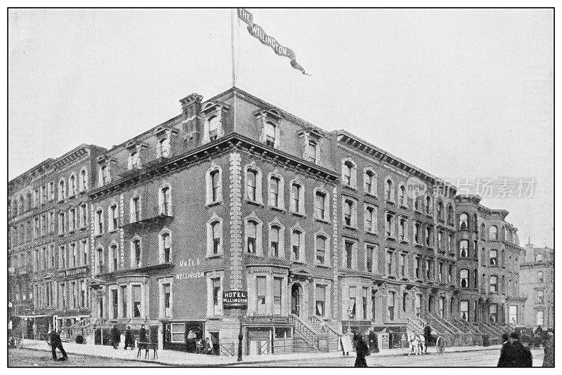 纽约的古董黑白照片:惠灵顿酒店