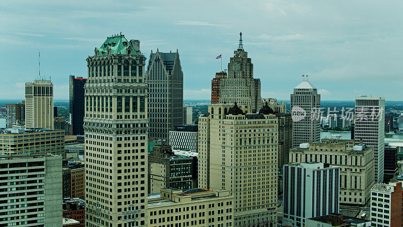 底特律市中心-鸟瞰图
