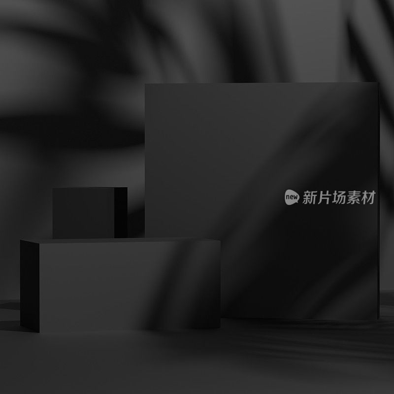 全黑色基座与黑色材料黑色星期五提供在3D渲染的表现。优雅的平台推广营销折扣和网上购物理念
