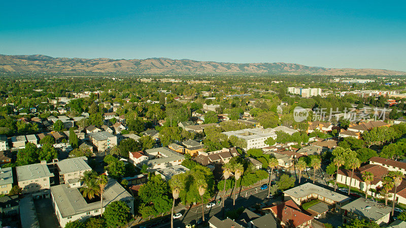 加州圣何塞市中心的房屋航拍