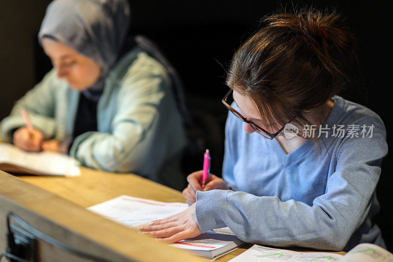 不同种族的朋友学习，教育，准备考试，阅读的权利，大学生