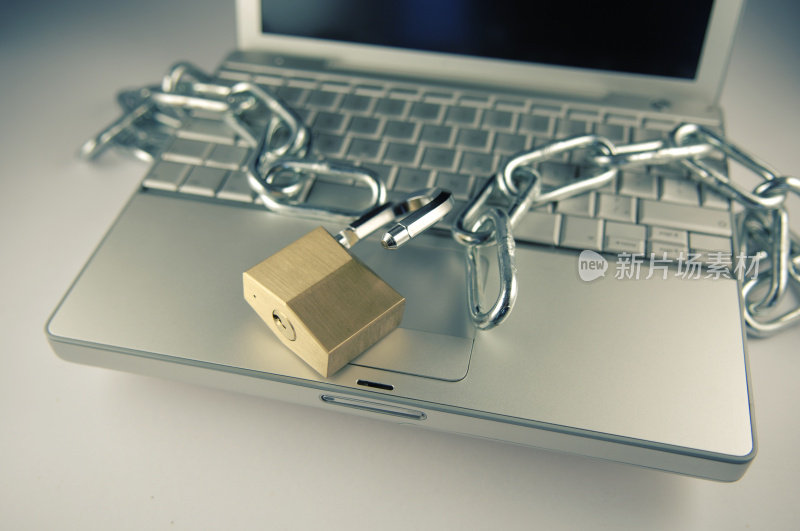 锁定代表网络安全的笔记本电脑