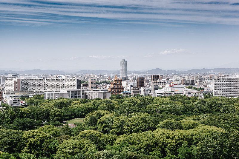 日本名古屋的轮廓,