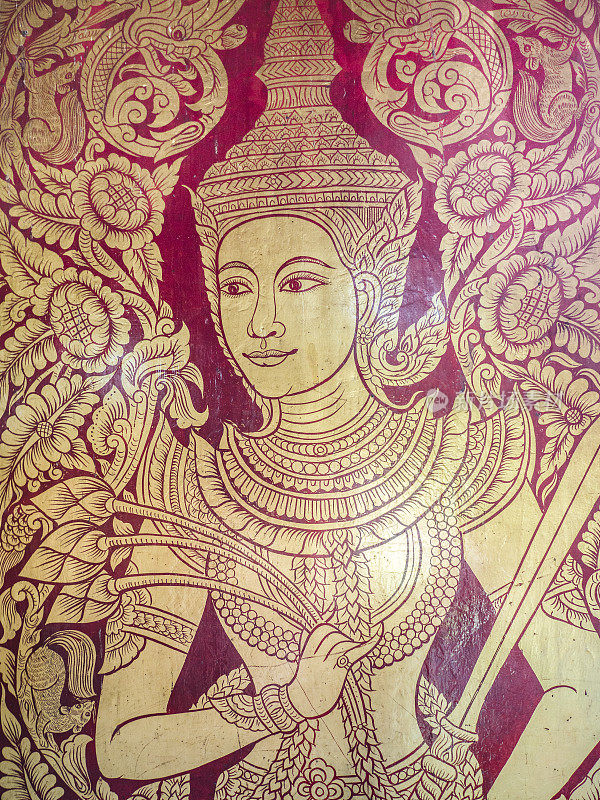 泰国清迈清曼寺的古代绘画