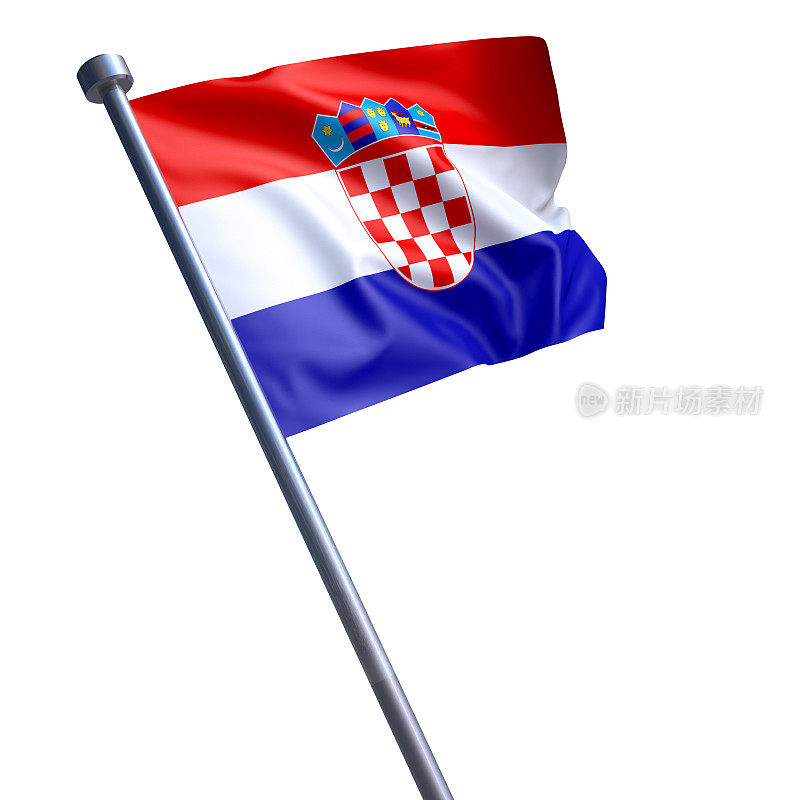 克罗地亚国旗被孤立在白色上