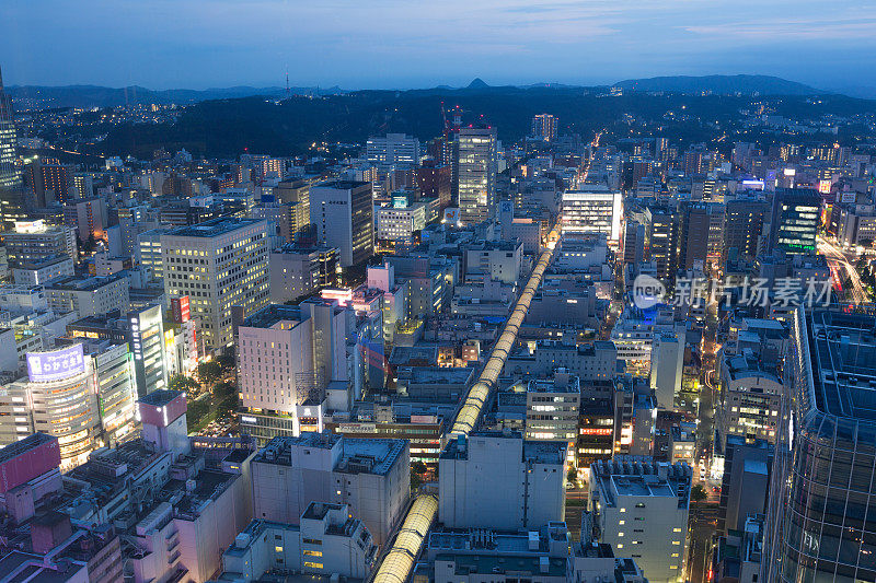 日本仙台的城市景观