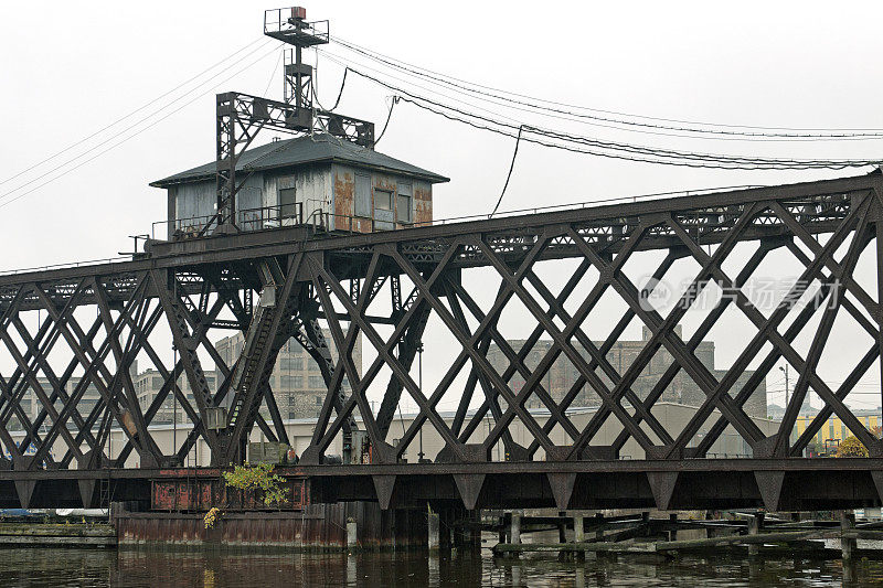 威斯康星州密尔沃基工业区的废弃铁路高架
