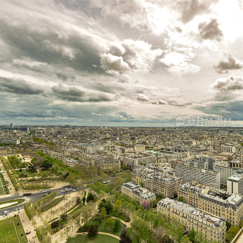 巴黎，战神广场附近全景鸟瞰图