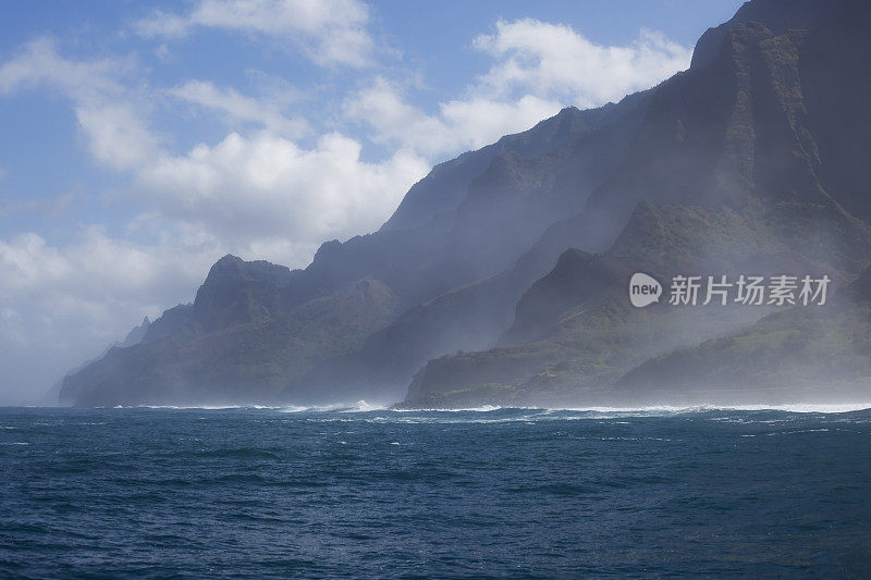 大浪中的纳帕里海岸――夏威夷考艾岛