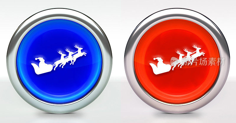圣诞老人雪橇图标按钮与金属环