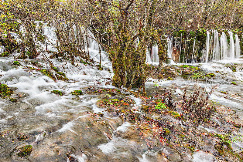 秋天的瀑布和纯净的水。