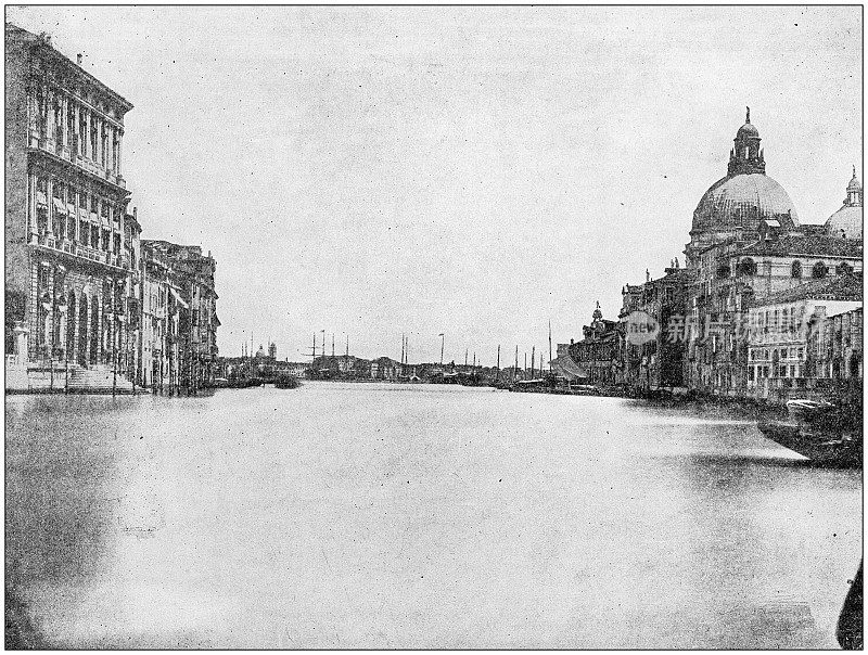 古董照片:大运河，威尼斯，意大利