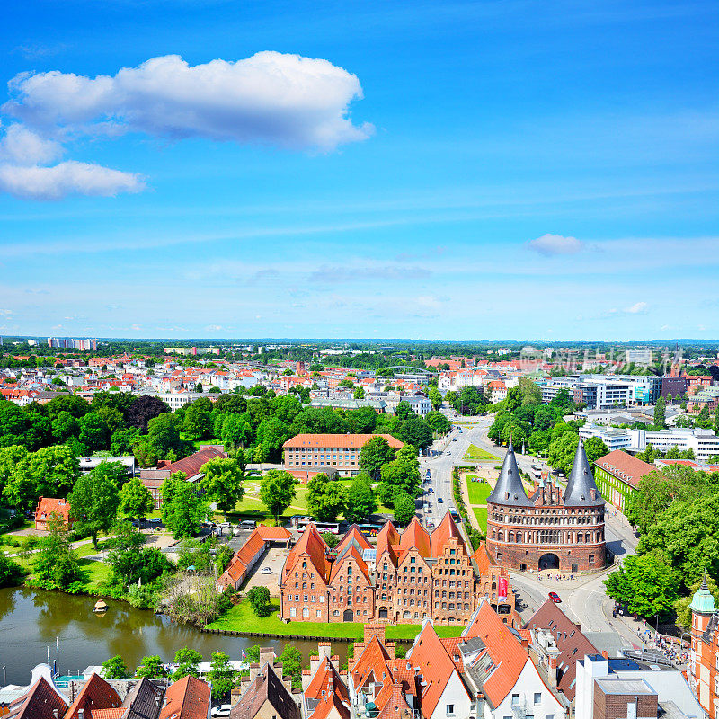 德国Lübeck镇鸟瞰图
