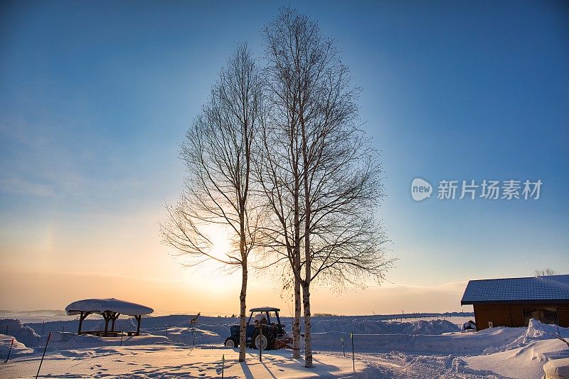 冬天的风景。Biei日本北海道