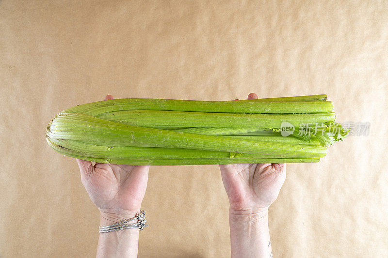 天然新鲜芹菜肋排蔬菜。