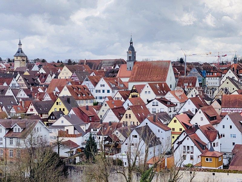 中世纪德国老城的景色